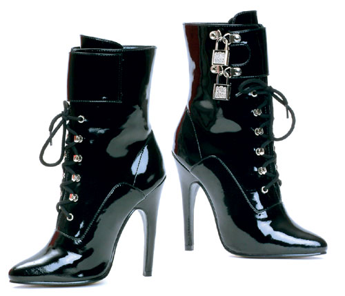 511-Lock Ellie Shoes, 5 inch high heels Pumps, Fetish Lock Ankle Boots